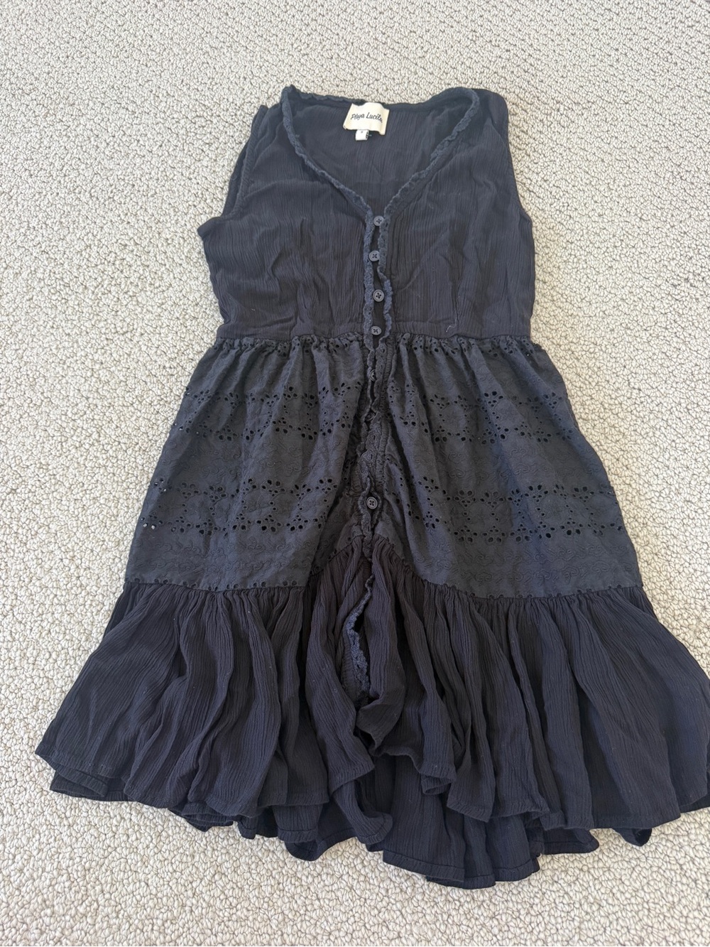 Black Eyelet Ruffle Dress for women